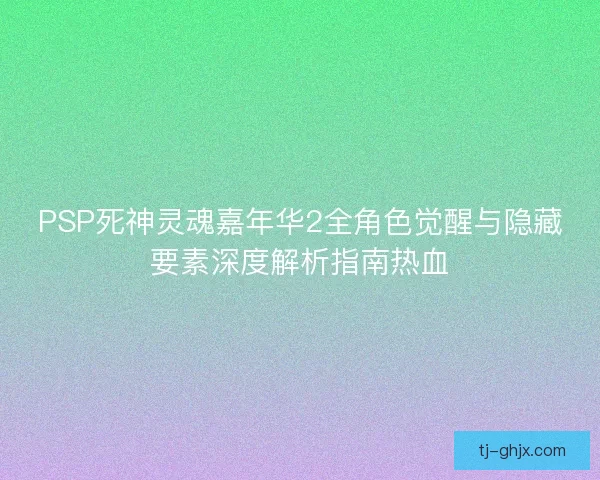 PSP死神灵魂嘉年华2全角色觉醒与隐藏要素深度解析指南热血